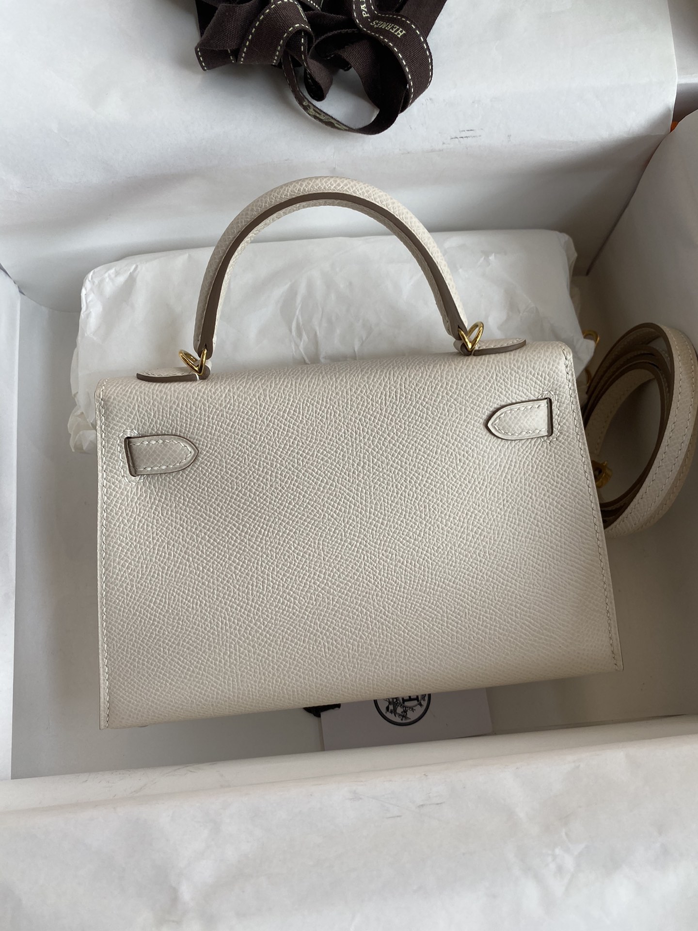 Hermes Kelly Mini II Bag 19CM In White Epsom Leather